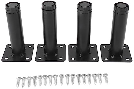 Tomantery Pieds de Meubles Pieds D'armoire en Fer Réglables de Support Rond en Laque Noire pour Table de Cuisine, Lot de 4, pour Armoires et étagères