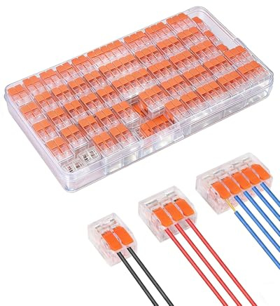 75 Pièces Connecteur Electrique,Compacts Rapide Cosses, 2 Entrées 3 et 5 Entrées Rapide Raccord Électrique Cosses et Kits, Fils Rigides et Souples Bornier Electrique pour Installation Domestique