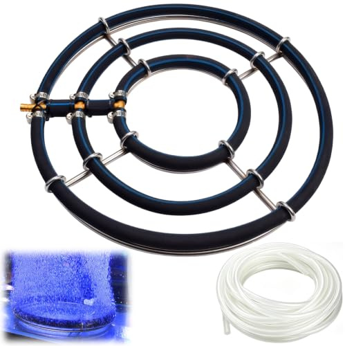 Wuhmhm Aérateur de Bassin, Anneau d'aération φ35cm, 3 en 1 Anneaux d'aération, Diffuseur d'oxygène pour Bassin à Poissons, Aérateur de Bassin avec Tuyau φ9mm de 5m, Accessoires pour Bassin de Jardin