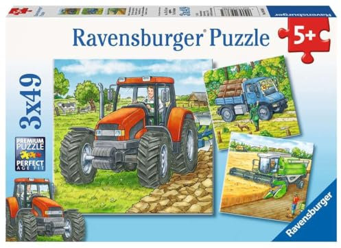 Ravensburger Kinderpuzzle - 09388 Große Landmaschinen - Puzzle für Kinder ab 5 Jahren, mit 3x49 Teilen