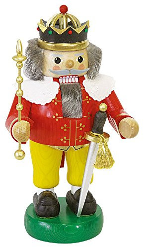 Cascanueces rey rojo, 33 cm. de alto, original de los Montes Metálicos (Erzgebirge) hecho por la empresa Richard Glaesser del pueblo de Seiffen