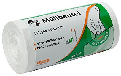 Soppåse DEISS FIRST PLUS vit 30 L, 50 stycken