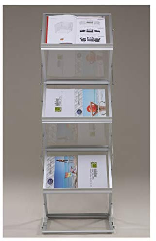 Prospektständer 6 Ebenen Faltbar, Aluminum, mit Tragtasche, Prospekthalter Katalogständer Flyerständer Infoständer JL3527