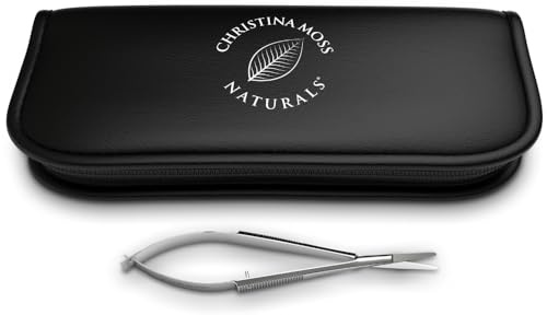 Christina Moss Naturals Cosmetic Scissors | Round Tip Surgical Steel For Professional Grooming | Scissors and Zippered Case (1 Set)