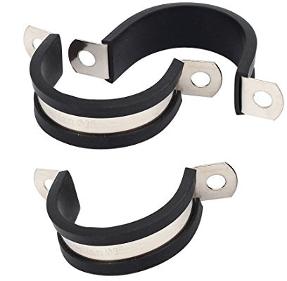 Sourcingmap 35mm Dia EPDM Rubber Lined U Shaped Pipe Tube Wire Clamps Clips 3pcs