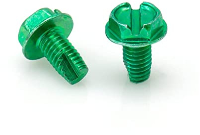 THE CIMPLE CO 1/2 in (13 mm) Self-Tapping Ground Screws - 10-32 Ground Screws - Electrical Grounding - Hex Head - Stainless Steel - Green, 100 Pieces