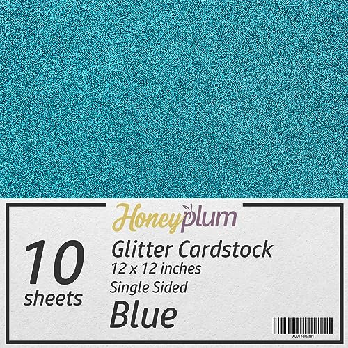 Blauer Glitzer-Karton, 10 Blatt, Premium-Glitzerpapier, 30,5 x 30,5 cm, schweres, glitzerndes Konstruktionspapier für Scrapbooking, Kunst und Handwerk, DIY