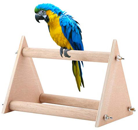 Pssopp Papageien Vogelständer Vogelspielplatz aus Natur Holz Vogelspielzeug tragbare lustige hölzerne Parrot Playstand Sitzstangen für Vogelkäfige, für Wellensittich Nymphensittich