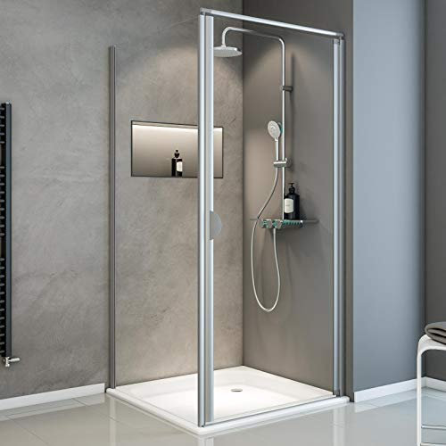 Schulte EP2370045 01 50 Duschkabine Sunny Drehtür mit Seitenwand inklusive Duschwanne, 80 x 80 cm, 180 cm hoch, 5 mm Sicherheitsglas Klar hell, alunatur