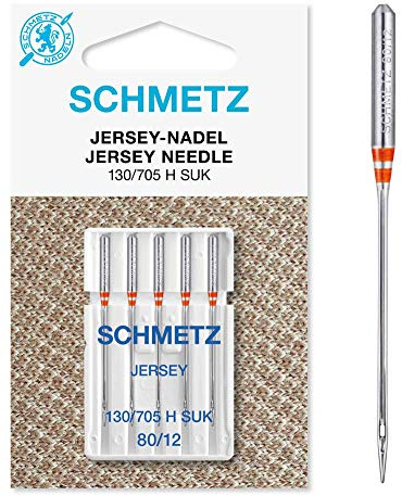 Schmetz 130x705H SUK Ballpoint Jersey Nähmaschinennadel Nadelstärke 80/12 5 Stück