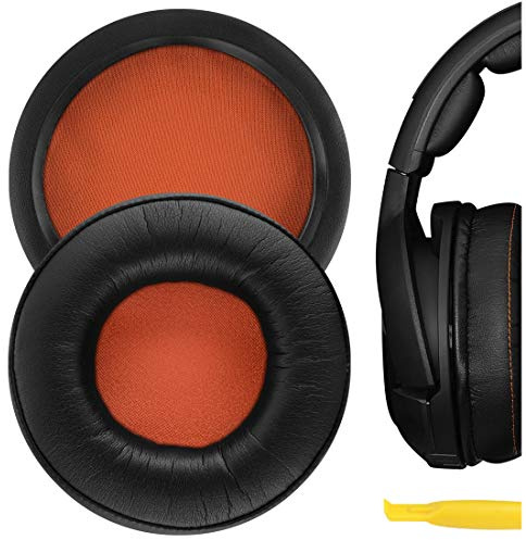Geekria ersättningsöronkuddar kompatibla med SteelSeries Siberia 800 och 840 gamingheadset (svart/orange)
