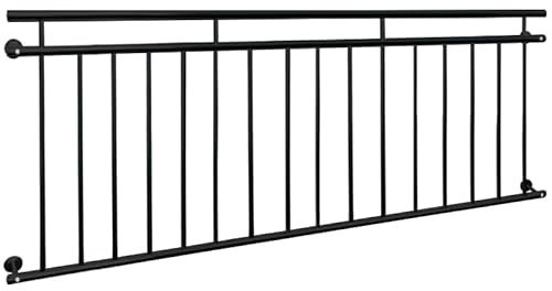 ECD Germany Balustrade Française 90x225 cm avec 16 Barreaux de Remplissage, Noir Mat et Rugueux, Acier peint par Poudrage, Garde-Corps de Balcon, Grille de Sécurité Extérieure Fenêtre, Rambarde