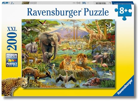 Ravensburger - Puzzle XXL Animali Della Savana | Puzzle 8 Anni In Su | Puzzle Bambini Da 200 Pezzi In Regalo | Regalo Bambino 8 Anni 49 X 36 Cm | Puzzles Ravensburger