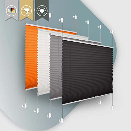 Plissee ohne Bohren Klemmfix 95x120cm(BxH) Schwarz Jalousie Sonnenschutz Easyfix Faltrollo Lichtdurchlässig Rollo für Fenster & Tür