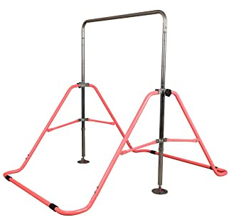 BalanceFrom Gymnastics Bar for Kids Height Adjustable Horizontal Kip Bar Folding Gymnastics Junior Training Bar, Pink