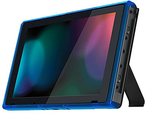 eXtremeRate Clear Blue DIY Housing Shell for Nintendo Switch Console, Replacement Faceplate Front Frame for Nintendo Switch Console w/Volume Up Down Power Buttons - Console NOT Included