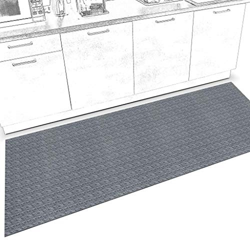 ANRO Läufer Teppich-Läufer Flur Küchenläufer rutschfest waschbar Teppichläufer Küchenteppich anpassbar Itaca Grau 120x67cm bis 5m Länge
