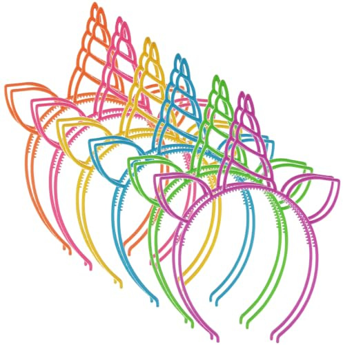 Sunshine smile 12 Stück Einhorn Haarreif,Stirnband,Einhorn Stirnband Horn Haarreif,Kinder-Einhorn-Haarband,Haarband für Geburtstag Birthday Party Karneval,Head Accessoires Party Dekoration