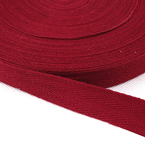Baumwolle Schrägband,25 Yards x 20mm Einfassband Köperband Nahtband Baumwollband Textilband Fischgrätenband Köperband Wimpelband Twillband Webbing Band für Schneidern DIY-Nähen Basteln,Weinrot