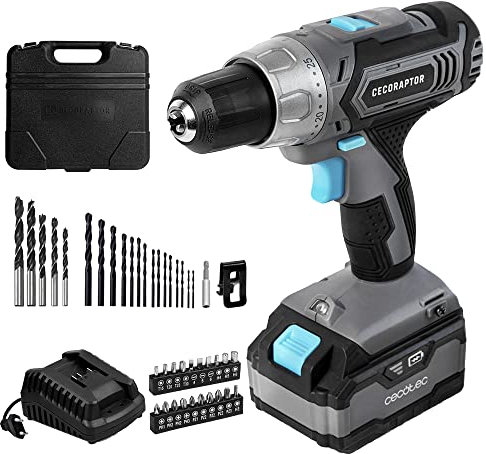 Cecotec Trapano Avvitatore e Perforatore a Batteria CecoRaptor Perfect Drill 4020 Advance. Batteria 20 V e 4000 mAh, Velocità a vuoto 1550 rpm, Coppia massima 46 Nm, 25+1 Posizioni