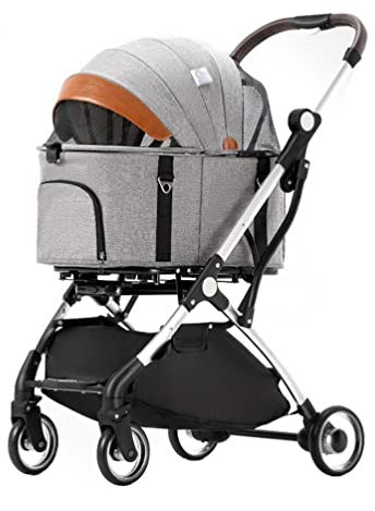 Hundewagen Hundebuggy Faltbarer Katzen- Und Hundekinderwagen, Tragbarer Jogger-Kinderwagen Für Spaziergänge, Reisen, Einfach Zu Falten, 15 Kg Kapazität (Color : Gray-1)