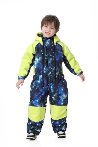 BUMDEEP Kids Girls Boys One Pieces Snowsuits Ski Suits Jumpsuits Snowboard Outdoor Winter Waterproof Jackets(Nebula,130cm)