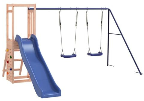 vidaXL Spielturm, Klettergerüst mit Rutsche Schaukel Kletterwand, Kinder Kletterturm, Spiel-Zubehör für Garten, Holz Spielplatz, Massivholz Douglasie, (3155928)