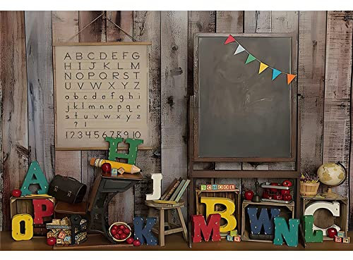 YongFoto 1,5x1m Zurück zur Schule Hintergrund Vintage Rustikales Holzhaus Bleistift Fotografie-Hintergrund für Kindergarten Erster Schultag Online-Unterricht Abschluss Kinder Foto Requisiten