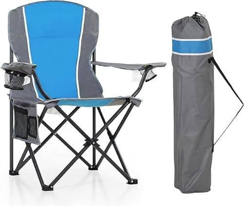 LET'S CAMP Chaise de Camping Pliable avec Porte-gobelets, Sac de Transport, Cadre en Acier, idéale pour Le Camping et Les Voyages