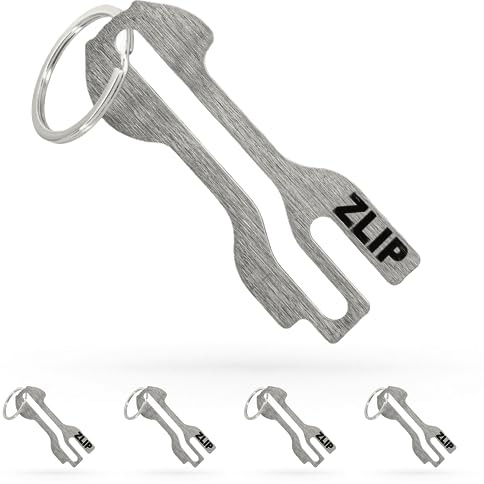 ZLIP® and Slide | kundvagnslösare i rostfritt stål med nyckelring | kundvagnsöppnare för nästan alla kundvagnar | Nyckelringen öppnar frontlastar- och lådor | shoppingskepp | 5 stycken
