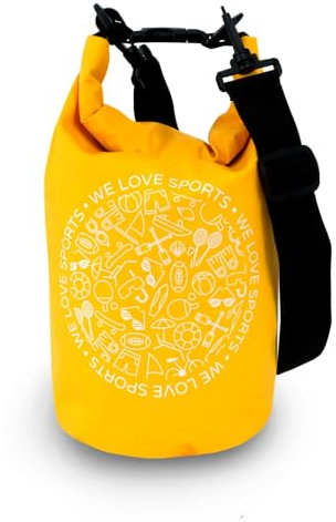 FASports Dry Bag wasserdicht mit Schultergurt, 5l Seesack wasserdicht, Gelb, Aquino Dry Bag Rucksack wasserdicht Rolltop-Verschluss