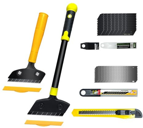 ZephyrCraft 2 Stück Tapetenentferner Set mit 20 Ersatzklingen und 1 Allzweckmesser, Tapetenschaber mit Gummigriff, Schabe zum Entfernen von Kleber und Etiketten, Farbe, Glasschaber