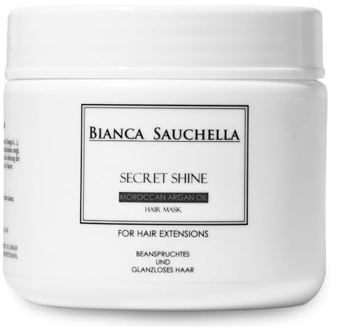 Bianca Sauchella Secret Shine Haarmaske – Arganöl Repair Pflege für Echthaar & Extensions, mit Vitamin A + E & Omega-6, feuchtigkeitsspendend, glanzverleihend & sulfatfrei & parabenfrei 500 ml