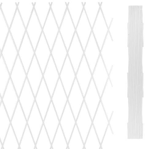 IlGruppone Traliccio Grigliato Estensibile in PVC Sostegno Muro Fiori Piante Rampicanti Terrazzi Balcone Giardino Reticolato Fioriera Parete Verticale - Bianco - 1x2 Mt
