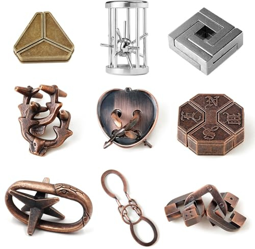 9 stycken knobelspel, metall, tålamodsspel för barn, tålamodsspel för vuxna, perfekt för att ge bort till ungdomar och pusselspel för vuxna, presentset