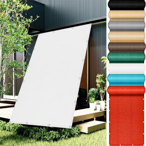 Voile Ombrage Toile Respirant 80 x 600 cm, 98% UV Résistant et Respirant Le Vent, Toile Ombrage Auvent Voile d'ombrage, Filet Dombrage Rectangle, pour Terrasse, Balcon, Blanc
