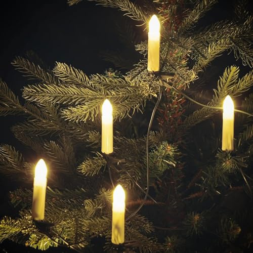 Gresonic Lichterkette mit LED Kerzen warmweiß (Warmweiß, 40LED)