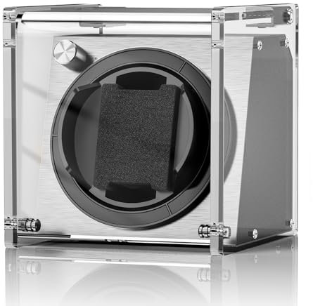 Watch Winder Smith Caja giratoria para reloj de 1 reloj, con un motor japonés supersilencioso y una sujeción de posición precisa