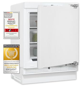 Exquisit Unterbau Gefrierschrank UGS105-FE-010E | Nutzinhalt: 101 L | Alarm-Funktion | 4-Sterne-Gefrieren | Festtürmontage | Unterbaugerät