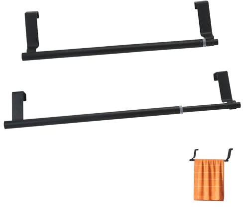 HMIEPRS 2 Pezzi Porta Asciugamani Cucina, Senza Forare Portasciugamani Telescopico, Porta-asciugamani in Acciaio Inox da Appendere, Appendi Strofinacci Cucina per Cassetto Armadio Bagno, 22-35cm