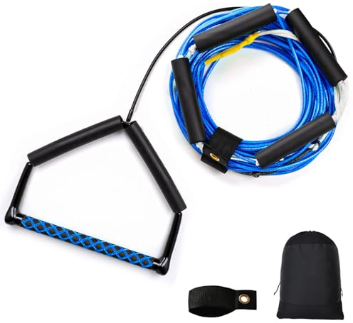 ASVAEVAS 75FT Wakeboard Rope and Handle, No Stretch Dyneema Wakeboard Tow Rope, 4 Sections Floating Water Ski Ropes for Wakeboarding, Waterskiing, Kneeboarding and Wakesurfing