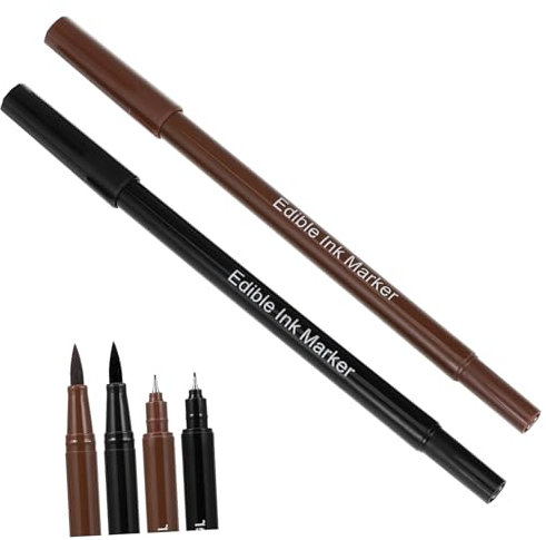 PRETYZOOM 2pcs Dual Tip Markers Edible Pens for Cookie Fondant Biscuit Decorating Baking Supplies Edible Coloring Markers for Baking Decorating Tool Boys and Girls Colouring Pens