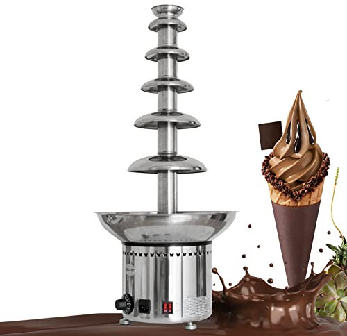 erkebspm Chocolate Fountain Machine, 4/5/6/7 Tiers Commercial Stainless Steel Sauce Melting Pot, Large Capacity Chocolate Fondue Waterfall, for BBQ Sauce, Liqueurs, Ranch, Nacho Cheese,6 Tier