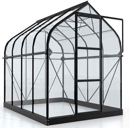 Vitavia Gewächshaus Orion 5000 | 5,0 m² | 3 mm ESG | Schwarz pulverbeschichtet | Formschönes Runddach | Doppelschiebetür & Dachfenster | Langlebig & stilvoll