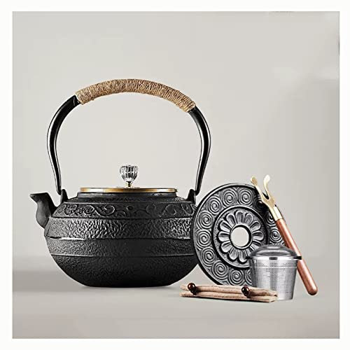 OZBMA Teiera in ghisa Teiera Giapponese in ghisa, teiera Giapponese con infusore per Foglie sfuse, bollitore per Il tè Adatto al fornello Rivestito con Interno smaltato (B 1)