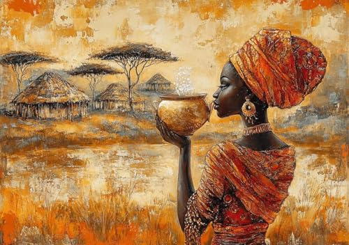 Puzzle 1000 Teile Afrikanische Frau, Puzzle Erwachsene XXL 75x50cm EIN Herausforderndes RäTsel ImpossiblePuzzle, Puzzlespiele für Die Ganze Familie, Compact Box Mit Poster Geschenke für Frauen O-2