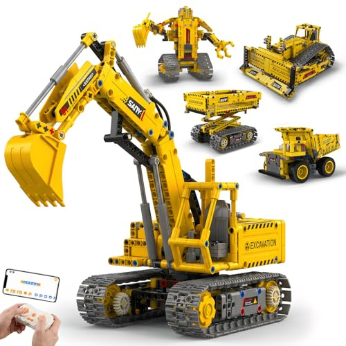 AoreSpty STEM Toys, App and Remote Control Excavator for Boys, Science Kit Robotics for Kids Ages 12-16, Educational RC Bulldozer Toy, STEM Kits for Kids Age 12-14, Construction Gift