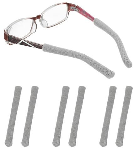 PATIKIL Glasses Ear Cushion 2.95 In, 3 Pairs Soft Ear Grippers Knitting Cotton Glasses Non-Slip Comfortable Elastic Eyeglasses Arm Cushions Temple Tips for Sunglasses Eyewear, Gray