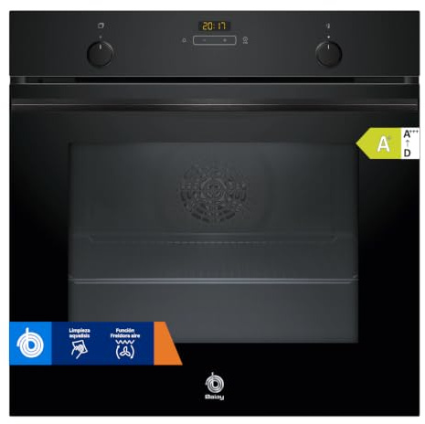 Balay – Horno multifunción, 60 cm de ancho, 71 l, Serie Cristal, Función Freidora de aire, Aqualisis, negro, 3HB5159N4