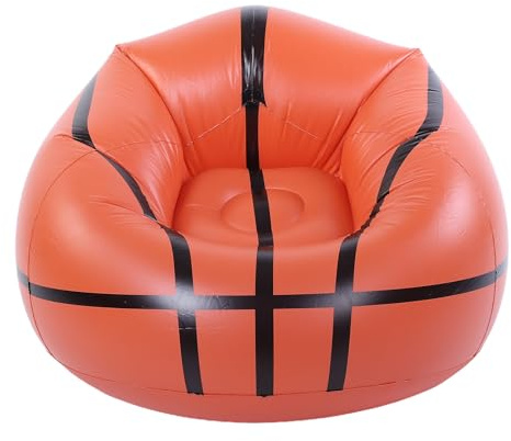 HELEVIA Aufblasbarer Basketball-Lounge-Sessel, Tragbare Aufblasbare Sofa-Couch aus PVC, für Schlafzimmer, Balkon, Strand, Pool, Party, Drinnen und Draußen, Orange